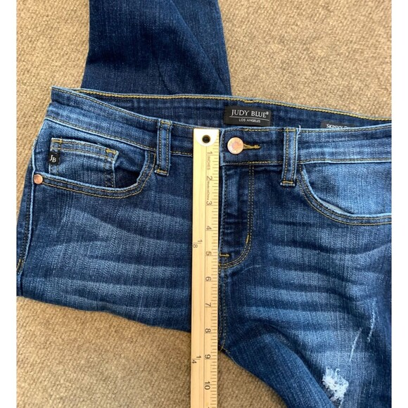 Judy Blue Skinny Fit Jeans Womens 11/30 Distressed Stretch Whiskered Y2K Denim - Picture 5 of 9